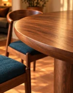 Cozy Walnut Dining Table in Sunlight