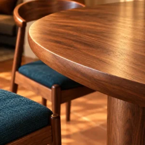 Cozy Walnut Dining Table in Sunlight