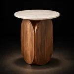 Marble top wooden side table