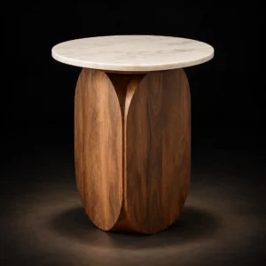 Marble top wooden side table