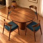 Round walnut dining set