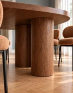 walnut table pedestal detail